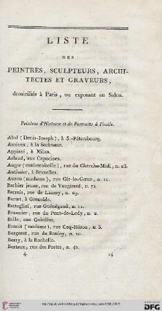 Liste des peintres, sculpteurs, architectes et graveurs
