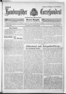 Hamburgischer Correspondent und Hamburgische Börsen-Halle : ältestes Hamburger Handels- u. Börsenbl. ; bedeutendste u. größte Schiffahrts-Zeitung Deutschlands, Morgenausgabe