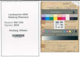 Entnazifizierung Wilhelm Hinzberg , geb. 05.04.1896 (Steiger)