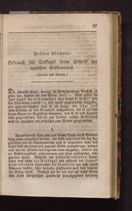 Dritter Abschnitt. Gebrauch der Erdkugel beym Erwerb der topischen Erdkenntis.