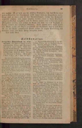 Selbstanzeige : evangelisches Choralbuch für Kirche und Haus