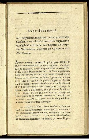 Avertissement aux-négocians, marchands, et manufacturiers, touchant [...]