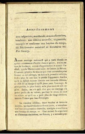 Avertissement aux-négocians, marchands, et manufacturiers, touchant [...]