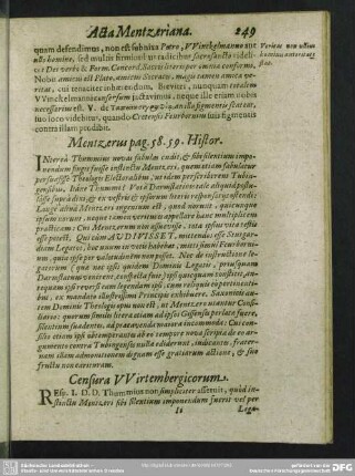 Mentzerus pag. 58. 59. Histor.