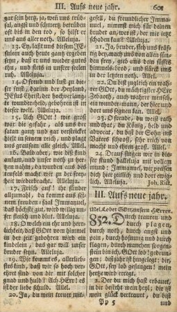 III. Aufs neue jahr