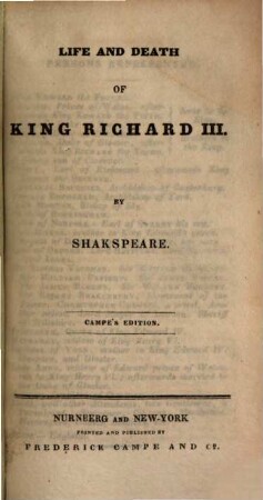 [Dramatical works], 16. Life and death of King Richard III.