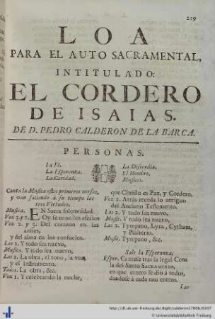 Loa para el Auto Sacramental El Cordero de Isaias.