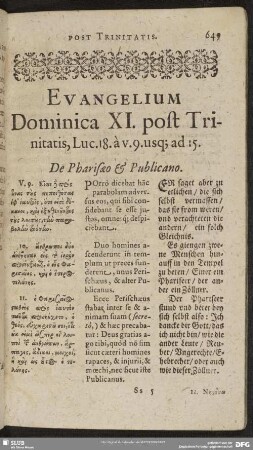 Evangelium Dominica XI. post Trinitatis