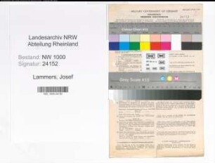 Entnazifizierung Josef Lammers, geb. 10.06.1890 (Verm.Inspektor)
