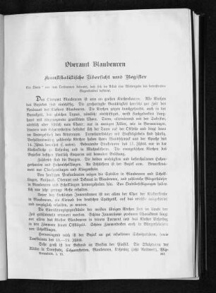Oberamt Blaubeuren. Kunststatistische Übersicht und Register.