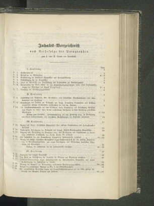 Inhalts-Verzeichnis nach Reihenfolge der Paragraphen zum I. und II. Bande der Protokolle.