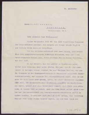 Schreiben an W. Schölermann, Darmstadt (Brief)