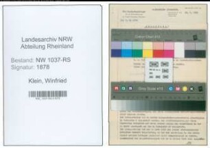 Entnazifizierung Winfried Klein , geb. 15.05.1902 (Studienrat)