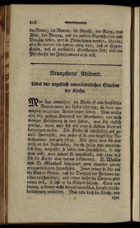Neunzehnter Abschnitt. Ueber den angeblichen unveränderlichen Glauben der Kirche. - Zwey und zwanzigster Abschnitt. Von der wahren Oekonomie.