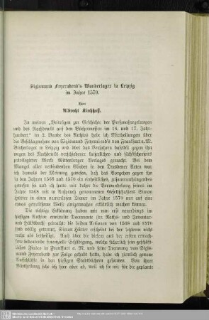 Sigismund Feyerabend's Wanderlager in Leipzig im Jahre 1570