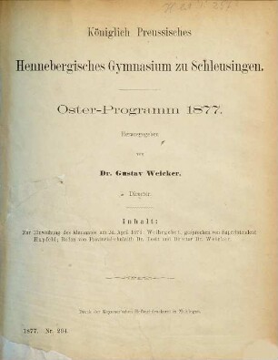 Oster-Programm, 1876/77