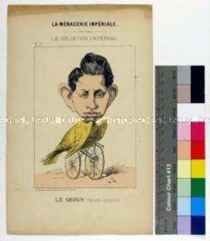 Karikatur auf Eugène Louis Napoléon Bonaparte Prinz von Frankreich aus der Serie "La Ménagerie Impériale"