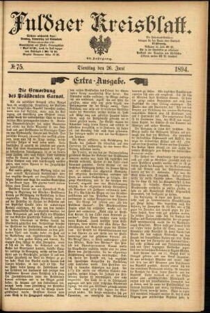 Zweite Ausgabe vom Dienstag, den 26. Juni 1894.