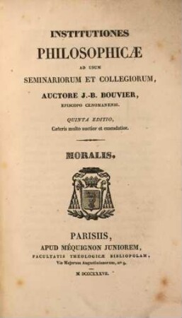Institutiones philosophicae, 3. Moralis
