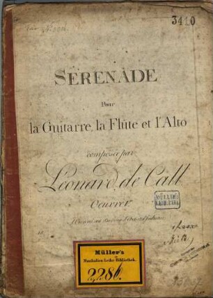 Sérénade pour la guitarre, la flûte et l'alto : Oeuvre V