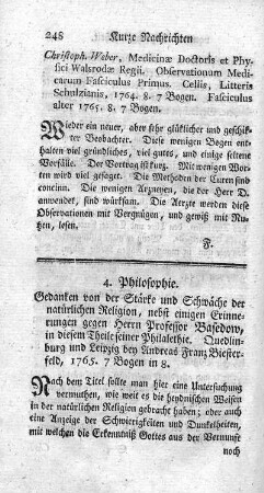 Gedanken von der Stärke und Schwäche der natürlichen Religion.