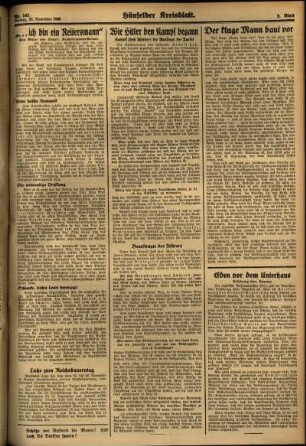 Zweite Ausgabe vom Freitag, den 20. November 1936.