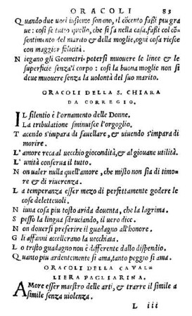 Oracoli Della Cavalliera Pagliarina.