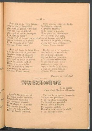 Mas tarde : [Octavas]. - A mi amigo Juan José Mantera (Rosario).