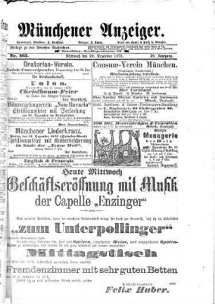Neueste Nachrichten aus dem Gebiete der Politik. 1875, [a] = Münchener Anzeiger, 10 - 12 = 6. 10. - 31. 12