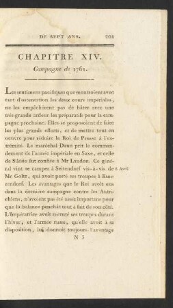 Chapitre XIV. Campagne de 1761.