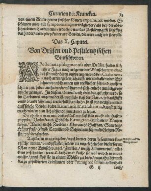Das X. Capittel. Von Drüsen und Pestilentzischen Blutschweren.