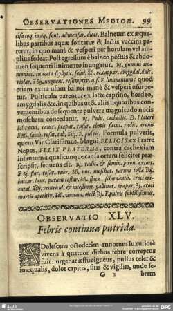 Observatio XLV. Febris continua putrida
