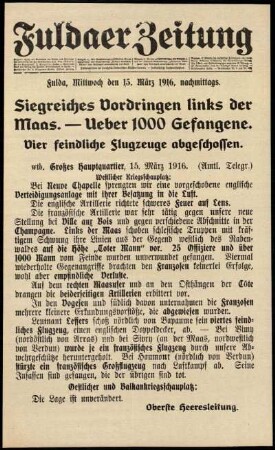 Ausgabe vom Mittwoch, den 15. März 1916.