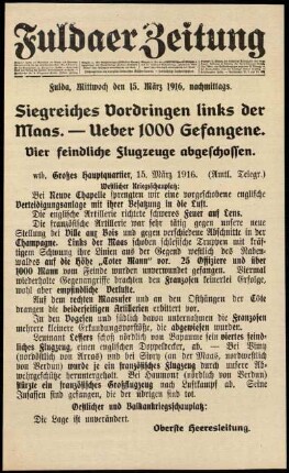 Ausgabe vom Mittwoch, den 15. März 1916.