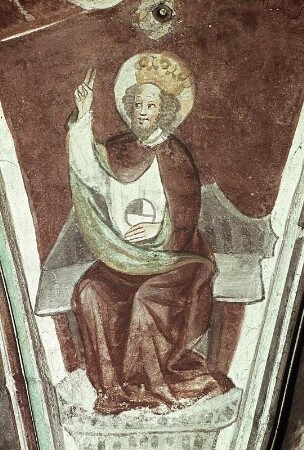 Christus, Maria, Kirchenväter, Evangelistensymbole und Engel mit den Leidenswerkzeugen