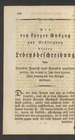 Als ein kurzer Auszug und Bestätigung dieser Lebensbeschreibung ...