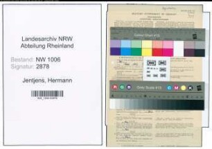 Entnazifizierung Hermann Jentjens , geb. 11.04.1909 (Landwirt)