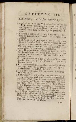 Capitolo VII. Del Nome, e delle sue diverse Specie