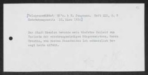 Brief von Gerhart Hauptmann an Magistrat der Stadt 
