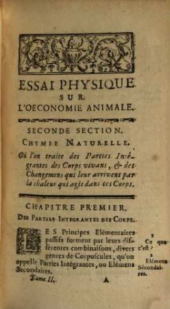 Essai Physique Sur L'Oeconomie Animale, 2