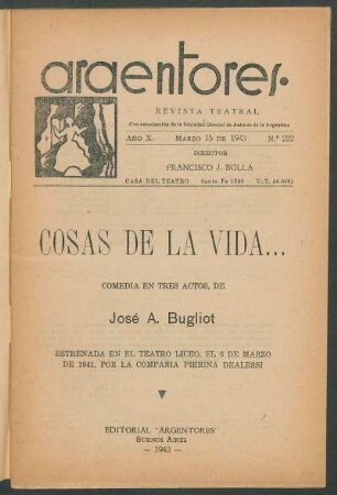 1943022200: Cosas de la vida... : comedia en tres actos