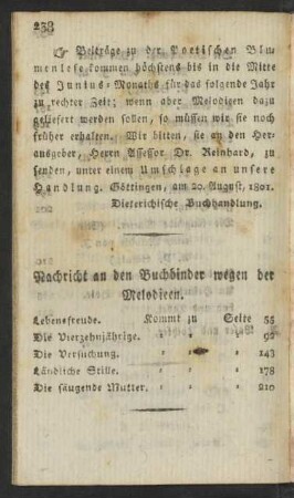Beiträge zu der Poetischen Blumenlese kommen ...