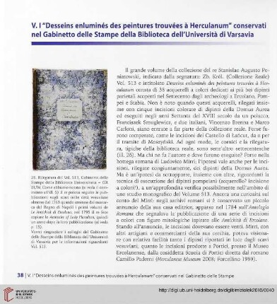 V. “Desseins enluminés des peintures trouvées á Herculanum“ conservati nel Gabinetto delle Stampe della Biblioteca dell´Universitá di Varsavia