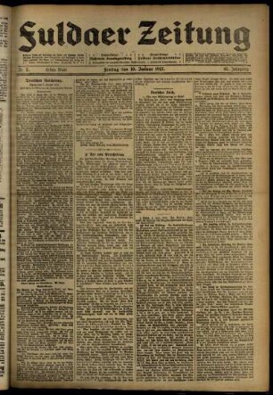 Erste Ausgabe vom Freitag, den 10. Januar 1913.