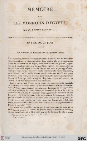 Mémoire sur les monnoies d'Égypte