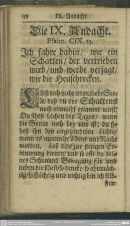 Die IX. Andacht. Psalm CIX, 23.