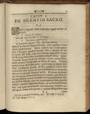 Caput I. De Silentio Sacro.