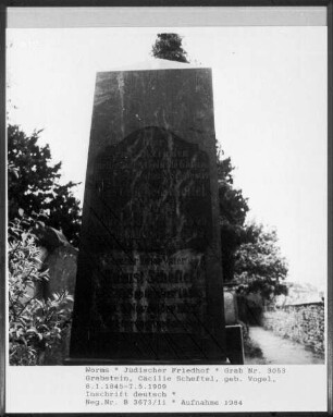 Grabstein von Cäcilie Scheftel, geborene Vogel (gestorben 1909.05.07)