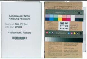 Entnazifizierung Richard Huelsenbeck , geb. 21.01.1891 (Feuerwehrmann)