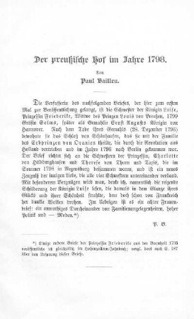 Der preußische Hof im Jahre 1798